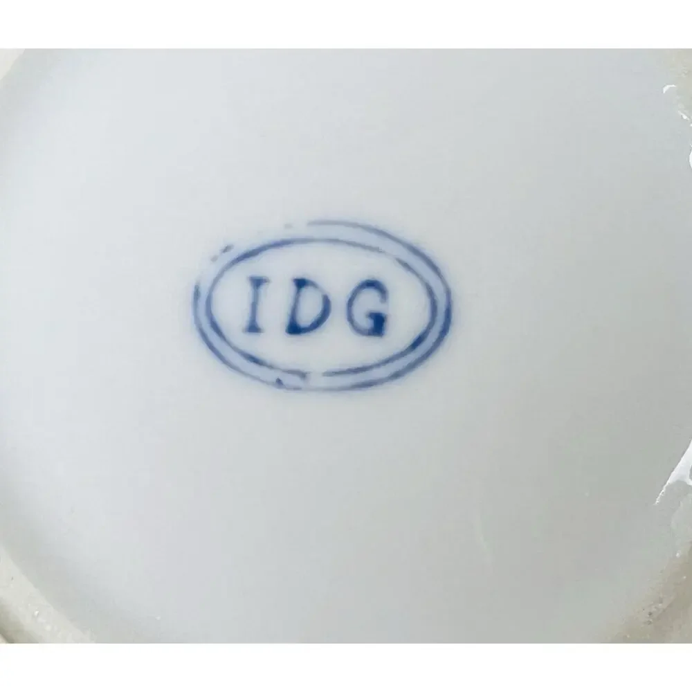 Vintage, IDG Italy, Blue & White Cup, Saucer And Lid Botanical And Birds